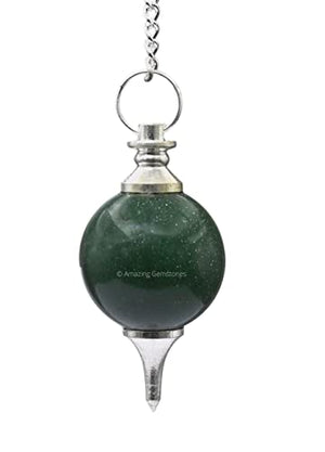 Green Aventurine Crystal Ball Pendulum for Divination - Dowsing Pendulum Necklace with Chain