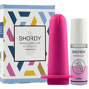SHORDY Applicator Tool for Menstrual Cups for Easy Insertion with Lube Gel, Reusable Period Cup