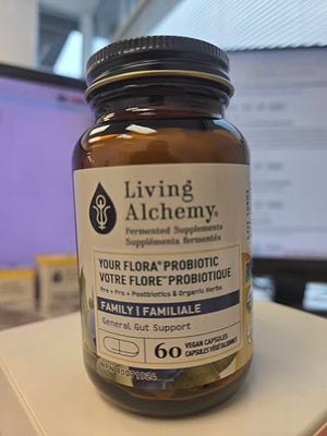Your Flora Probiotic Family – Non-GMO Probiotics with Fermented Soybean, Banana, & Blueberry for Digestion & Gut Support – Prebiotics, Postbiotics, Digestive Enzymes – Living Alchemy, 60 Capsules Living Alchemy buy supplements Au