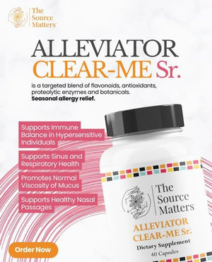 The Source Matters Alleviator Clear-ME SR Seasonal Allergy Relief and Immune Support | Quercetin, Bromelain, Stinging Nettles, NAC, and Vitamin C (40 Capsules) THE SOURCE MATTERS buy supplements Au