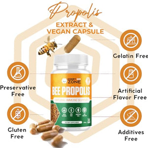 HONEYBEEZONE-Bee Propolis Capsules – 100% Natural Energy and Immune Support Supplement | Non-GMO, Gluten-Free, 60 Easy-to-Swallow Veggie Capsules HONEYBEEZONE buy supplements Au