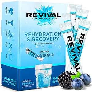 Revival Rapid Rehydration, Electrolytes Powder - High Strength Vitamin C, B1, B3, B5, B12