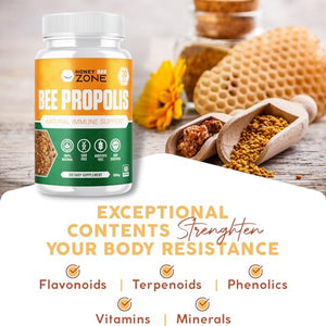 HONEYBEEZONE-Bee Propolis Capsules – 100% Natural Energy and Immune Support Supplement | Non-GMO, Gluten-Free, 60 Easy-to-Swallow Veggie Capsules HONEYBEEZONE buy supplements Au