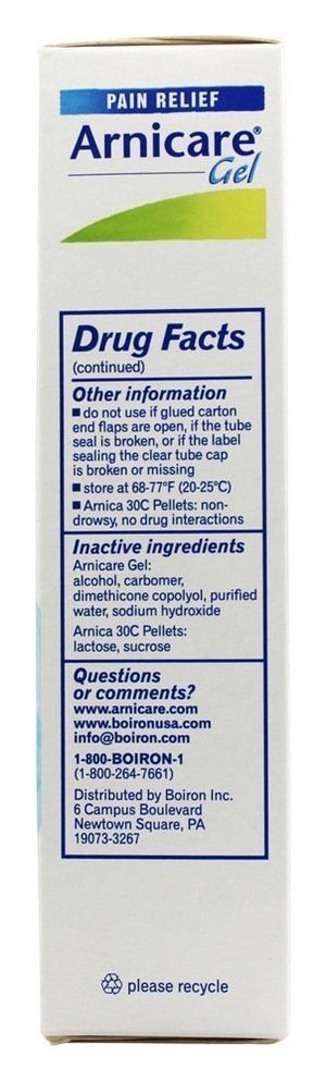 Boiron Arnicare Gel 2.6 oz with Arnica Montana Pellets 80 ct Bluetube BoironBuy Supplements Australia