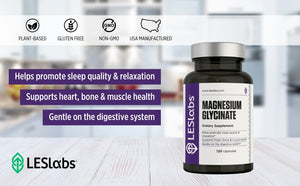 LES Labs Magnesium Glycinate – Supports Restful Sleep, Heart Health, Stress Relief, Metabolism, Nerve & Muscle Function, Gentle on The Digestive System – Non-GMO Supplement – 120 Capsules LES LabsBuy Supplements Australia