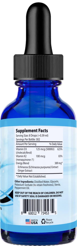 Absonutrix Vitamin D3 K2 Drops, 390mg, 4 Oz Liquid, 302 Servings, Made in USA, Quick Absorption, Quality Potent Ingredients, Non-GMO, GMP Certified, Cruelty-Free Products, Bone Strength Supplements AbsonutrixBuy Supplements Australia