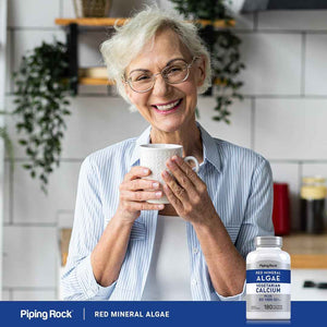 Piping Rock Red Mineral Algae | Vegetarian Calcium | 180 Capsules | Plant Based Plus Trace Minerals | Plus D3 1000 IU | Non-GMO, Gluten Free Supplement
