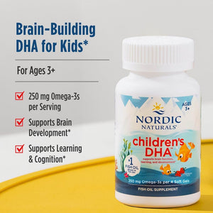 Nordic Naturals Children’s DHA, Strawberry - 360 Mini Chewable Soft Gels for Kids - 250 mg Omega-3 with EPA & DHA - Brain Development & Function - Non-GMO - 90 Servings Nordic NaturalsBuy Supplements Australia