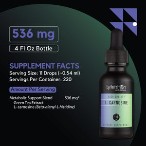 Lyfetrition L-Carnosine Liquid Supplement 118 ml, 4 FL Oz Liquid, 220 Servings, Made in USA, Quick Absorption, Potent Ingredients, Non-GMO Lyfetrition buy supplements Au