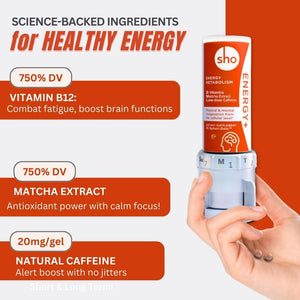 SHO Vegan Energy+ Focus Supplement Kit- Matcha Green Tea Extract, Methylated B Complex, Vitamin B and Caffeine Natural Energy Booster Without Crash, Jitters for Men and Women - 60 Pills Refill Bottle SHO buy supplements Au