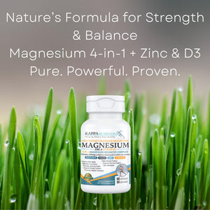 Kappa Nutrition Magnesium 4-in-1, 280mg Elemental Magnesium (Bisglycinate, Malate) + Zinc & Vitamin D3, Brain, Sleep, Energy, Muscle, Immune Support, 60 Vegan Capsules. KAPPA NUTRITION buy supplements Au