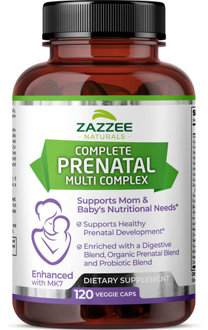 Zazzee Extra Strength Complete Prenatal Multi Complex, 120 Vegan Capsules, 2 Month Supply