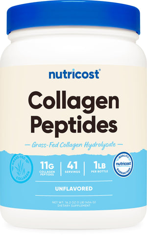 Nutricost Collagen Peptides Powder 1LB (454 G) - Grass Fed Bovine Collagen Hydrolysate (Unflavored) Nutricost buy supplements Au