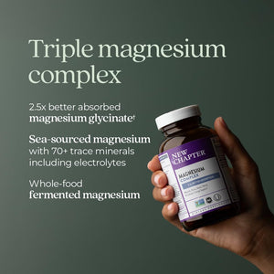 New Chapter Magnesium Complex Supplement, 325mg with Magnesium Glycinate + Sea-Sourced + Fermented Forms for Heart, Bone, Nerve, Muscle & Cellular Energy, 100% Vegan, 60 Tablets New Chapter buy supplements Au