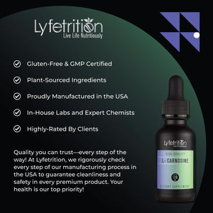 Lyfetrition L-Carnosine Liquid Supplement 118 ml, 4 FL Oz Liquid, 220 Servings, Made in USA, Quick Absorption, Potent Ingredients, Non-GMO Lyfetrition buy supplements Au