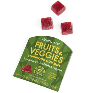 Fruits & Veggies Sugar-Free Gummies - 27 Whole Foods - Equals 3 Servings of Fruits & Vegetables - Improve Energy, Focus & Immune Function - Fiber - Antioxidants - Organic Ingredients - 14 Packets Healthy One buy supplements Au