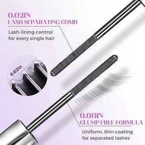 Washable Black Metal Wand Mascara, Waterproof Fiber Iron Mascara Tubing for for Volume & Length, 5D Curling Eyelash Quick-Dry, Long-lasting, Smudge Proof & No Flaking (Black)