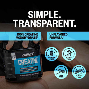 ONNIT Creatine Monohydrate Powder – Unflavored, 90-Serving Value Size – Supports Strength, Lean Muscle, and Brain Energy† – Keto Friendly