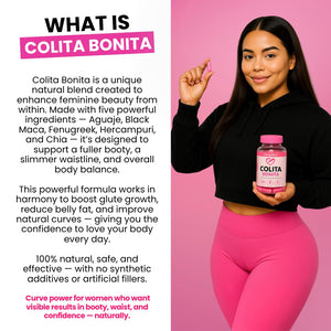 Colita Bonita – Aguaje, Black Maca & Fenugreek Pills – Natural Booty Growth & Hip Shaping Supplement – Supports Curves, Hormonal Balance & Waist Definition – 60 Capsules (30-Day Supply) Curvy FruitBuy Supplements Australia