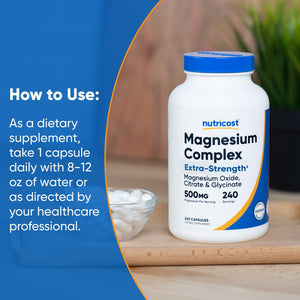 Nutricost Magnesium Complex 500mg, 240 Capsules - Magnesium Oxide, Citrate, and Glycinate - Gluten Free and Non-GMO Nutricost buy supplements Au