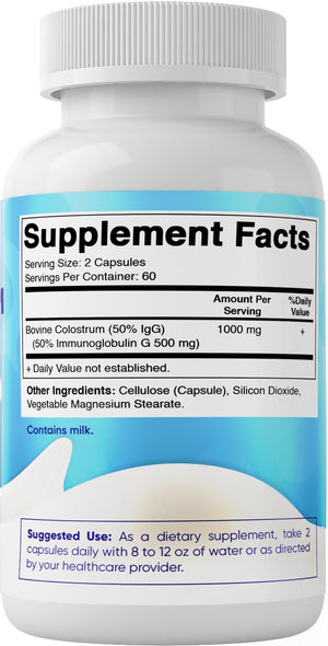 Vitamatic Bovine Colostrum Supplement 1000 mg per Serving - 50% Highest IgG - Supplement for Gut Health, Hair Growth, Beauty, Muscle Recovery, & Immune Support - 120 Capsules - 2 Pack VitamaticBuy Supplements Australia