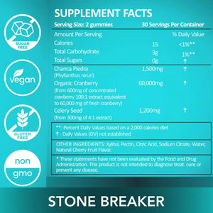 Holistic MD Stone Breaker Chanca Piedra 1,500mg Gummies Kidney Stones Cleanse Gallbladder Formula | Plus Cranberry Extract Might Help Urinary Tract Flush Impurities | Fast Absorption Sugar Free 60ct Holistic MDBuy Supplements Australia
