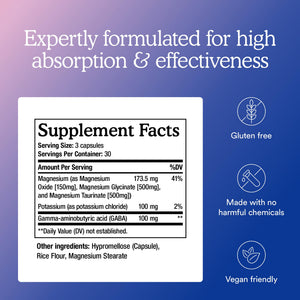 MitoQ Triple Magnesium Complex | Magnesium Glycinate, Taurinate, Oxide with GABA for Heart Health, Stress Management, & Deeper Sleep | High Absorption | 90 Capsules MitoQ buy supplements Au