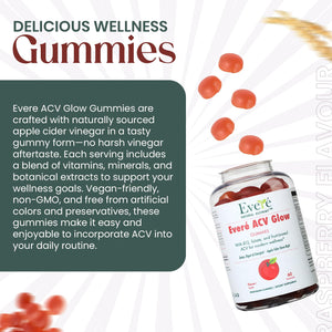 Everé ACV Glow Gummies – Apple Cider Vinegar with B12, B6, Iodine, Folate, Beetroot & Pomegranate – Daily Wellness Support for Energy & Balance The EverÉ Natural Alchemy buy supplements Au
