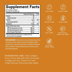 BRAINMD Dr Amen Omega-3 Power - 60 Capsules - Joint & Immune Support Supplement - Contains DHA & EPA - Gluten Free - 30 Servings