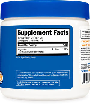 Nutricost Magnesium Glycinate Powder (250 Grams) (Unflavored) NutricostBuy Supplements Australia