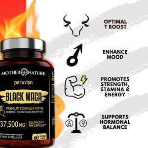 Powerful Maca Blend for Men – Black, Red & Yellow Maca Capsules | Supports Energy, Stamina & Endurance | Promotes Hormonal Balance & Vitality Mother Nature Organics Superfoods for Organic Living buy supplements Au