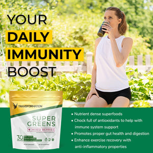 Transformation Super Greens Superfood Powder & Performance Insulated Shaker Bottle | Immune & Energy Support | Made with Natural Ingredients | Detoxifying & Alkalizing Minerals SPR BODY buy supplements Au