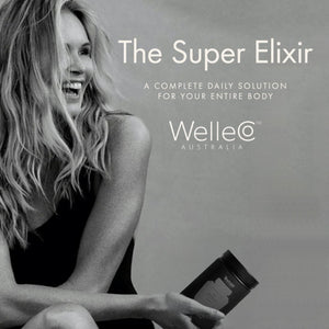 WelleCo The Super Elixir Daily Greens Powder, Probiotic Drink Mix with Whole Foods, Gluten Free, Vegan Gut Health Powder, Energy, Immunity, Healthy Skin, Hair & Nails (Jar, Blood Orange) WelleCo buy supplements Au