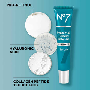 No7 Protect & Perfect Intense Advanced Serum - Anti-Aging Face Serum that Visibly Smoothes & Firms Fine Lines and Wrinkles - Formulated with Hyaluronic Acid
