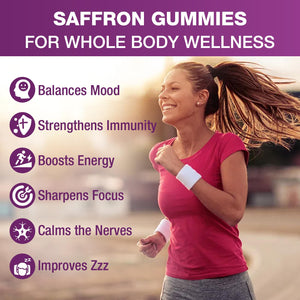VAJYKEWJY Saffron Gummies (88.5 mg) with Magnesium — Enhanced with St. John’s Wort, Rhodiola, Ashwagandha & Vitamins B6, B12, D3 for Mood & Focus Support — 120 Count VAJYKEWJYBuy Supplements Australia