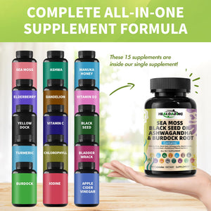 HEALOADING Sea Moss Capsules:Wildcrafted Organic Irish Seamoss & Bladderwack - Rich in Minerals, Supports Thyroid Health, Digestion, Skin & Immune System - Vegan, Non-GMO HEALOADINGBuy Supplements Australia