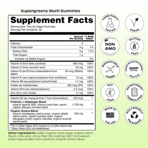 wholier Daily Supergreens Gummies, Greens Supplement with Prebiotics, Fiber, Adaptogens, Vegan Multivitamin, 9 Essential Vitamins + Minerals, 1g Sugar, 2 Gummy Serving (60 Gummies, 30 Day Supply) wholierĀ buy supplements Au