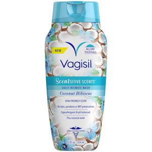 Vagisil Feminine Wash for Intimate Area Hygiene, Scentsitive Scents, pH Balanced and Gynecologist Tested