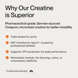 supplement productsMomentous Creatine Lemon Monohydrate Powder - Creatine Powder - Supports Strength, Lean Muscle, & Recovery for Men & Women - NSF Certified for Sport - 6.49 g per Serving - 15 Servings - JerryCherryUSA