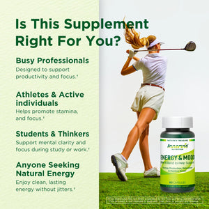 Caffeine Free Natural Energy Boost with Ashwagandha, Maca & Magnesium - Support Stress Relief, Focus & Mood - 60 Capsules by Innervis Nutrition INNERVISNUTRITION buy supplements Au