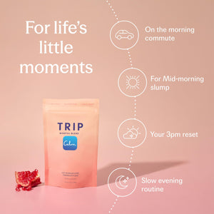 TRIP Magnesium Glycinate Powder with L-Theanine & Lion’s Mane, Sugar Free Magnesium Supplement for Adults, 250mg Magnesium per Drink Mix Serving, Pomegranate Orange Blossom, 1 Bag - 30 Servings TRIPBuy Supplements Australia