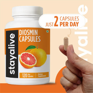 STAY ALIVE Pure Diosmin Complex 1000mg Formula, 120 Capsules, Citrus Bioflavonoids Rich Fruit Extract, 2 Month Supply, 100% Vegetarian, Non-GMO & Gluten Free Diosmin Supplement STAY ALIVE buy supplements Au