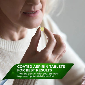 Pure Low Dose Baby Aspirin 81mg for Adults, 100 Count Enteric Coated Aspirin Tablets for Men and Women, Safe Relief for Symtoms Associated with Headache, Arthritis, Cramps NobleAidBuy Supplements Australia