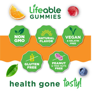 Lifeable Stress Aid Gummies for Teens | with Lemon Balm, GABA and L Theanine Supplements | Vegan Non GMO Mood Support Supplement | Great Tasing Stress Vitamins | L-Theanine for Teen | 90 Gummies LifeableBuy Supplements Australia