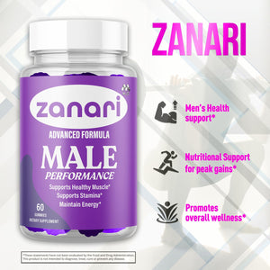 Zanari Gummies, Official Zanari Gummys for Men with All Natural Ingredients, Advanced Formula for Optimal Health & Total Wellness Support with Maximum Strength Active Lifestyle Vitamins (60 Gummies) MJO buy supplements Au