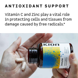 Kion Immune - Immune Support Supplement - Vitamin C Supplement - Vitamin C and Zinc for Everyday Wellness - 500 mg Vitamin C (Ascorbic Acid) and 10 mg Zinc - 120 Servings