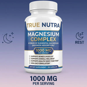 True nutra Magnesium Complex,Advanced 8-in-1 Magnesium Blend,Glycinate, Citrate, Malate, Taurate etc,High Formula,90 Capsules true nutra buy supplements Au