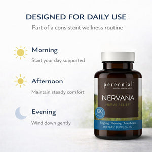 Perennial Nervana – Herbal Nerve Support for Tingling, Burning & Numbness Relief – Promotes Calm Focus & Stress Resilience – Non-Drowsy Mood Balance – 120ct* PerennialBuy Supplements Australia