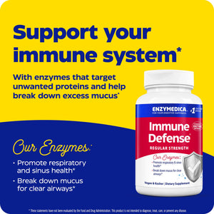 Enzymedica Immune Defense Regular Strength Caps - Proteolytic Enzyme Supplement for Men & Women, Immune Health Support Supplement with Protease, Catalase, Serrapeptase & Mucolase, Vegan - 180 Capsules Enzymedica buy supplements Au