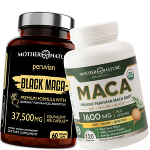 Powerful Maca Blend for Men – Black, Red & Yellow Maca Capsules | Supports Energy, Stamina & Endurance | Promotes Hormonal Balance & Vitality Mother Nature Organics Superfoods for Organic Living buy supplements Au